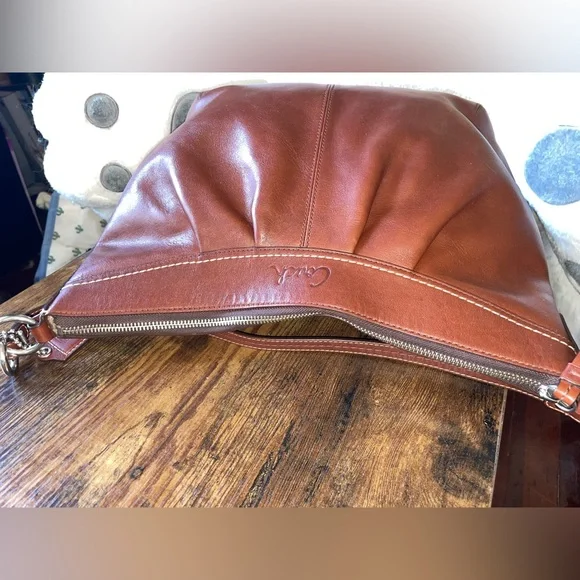 Coach Brown Leather Hobo Shoulder Bag - F13764 + FREE Twilly - Picture 7 of 15